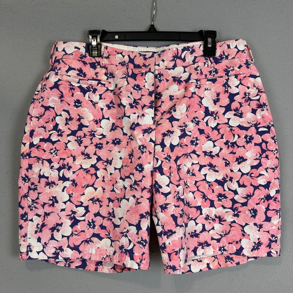 Lands' End Pink and Navy Floral Bermuda Shorts